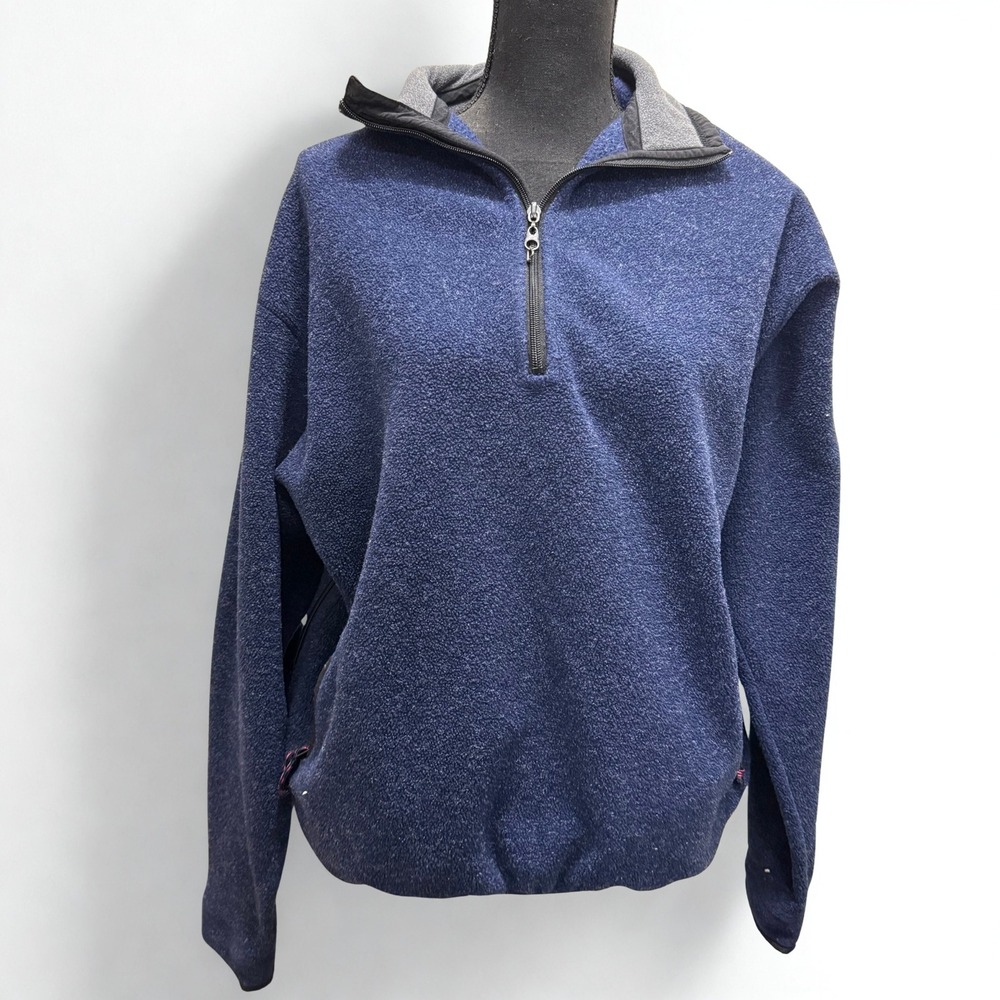 Outersport Unisex Blue Heathered Fleece Quarter Zip‎ Pullover Sweatshirt Size M
